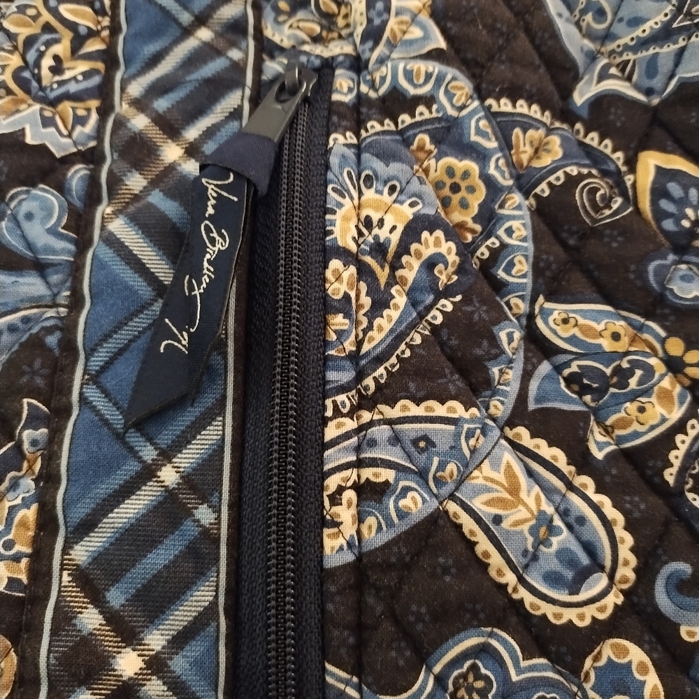 Vera Bradley Drawstring Backpack Blue Floral and Plaid Pattern - Picture 4 of 16